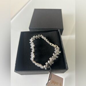 Viral Piper K Silver Floral Cubic Zirconia Bracelet
